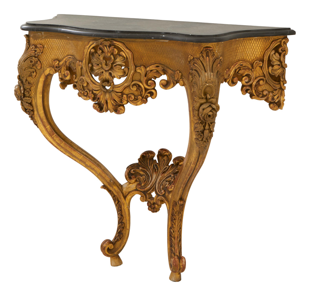 Antique Gilt Marble Top Console