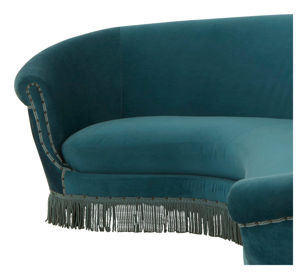 Vintage Blue Curved Sofa