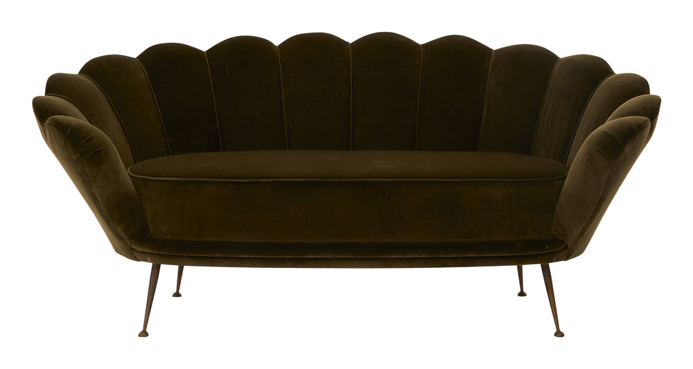 Vintage Green Scalloped Sofa