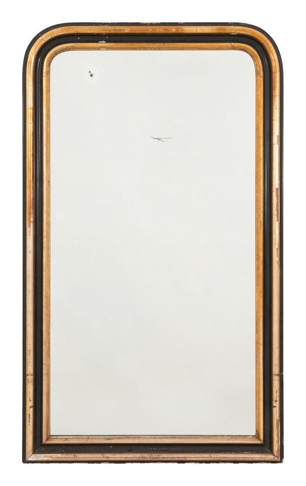 Antique Louis Philipe Black & Gilt Mirror