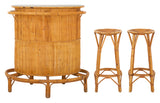 Vintage Bamboo Bar & 2 Stools