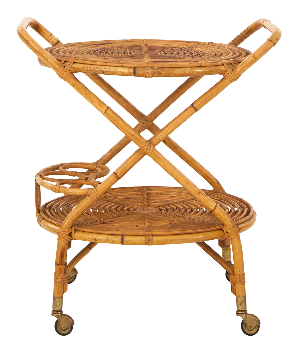 Vintage Round Rattan Barcart