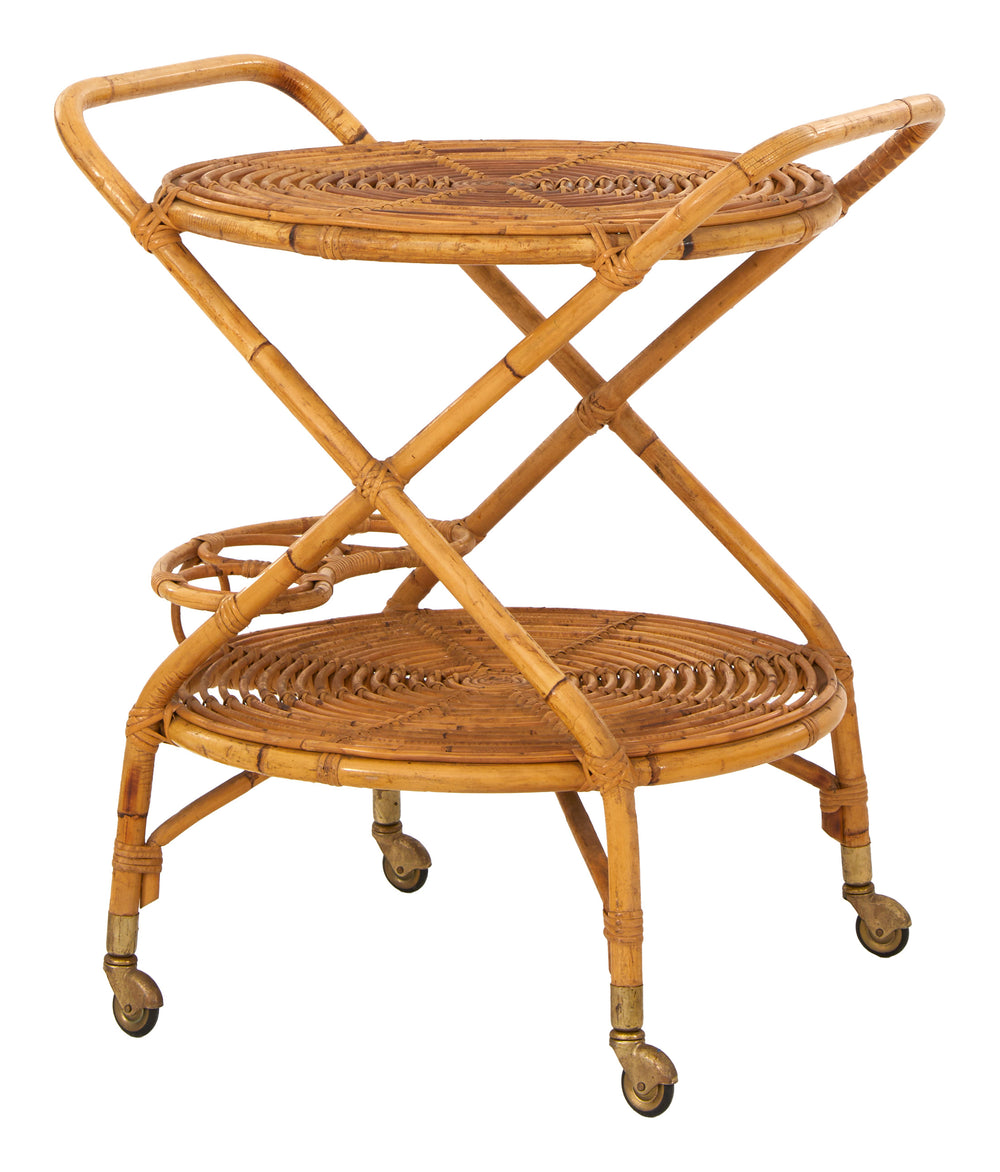 Vintage Round Rattan Barcart