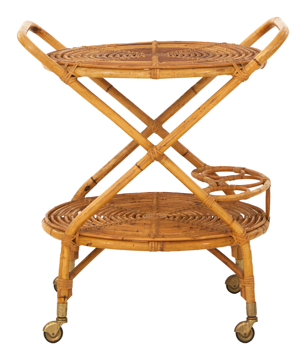 Vintage Round Rattan Barcart