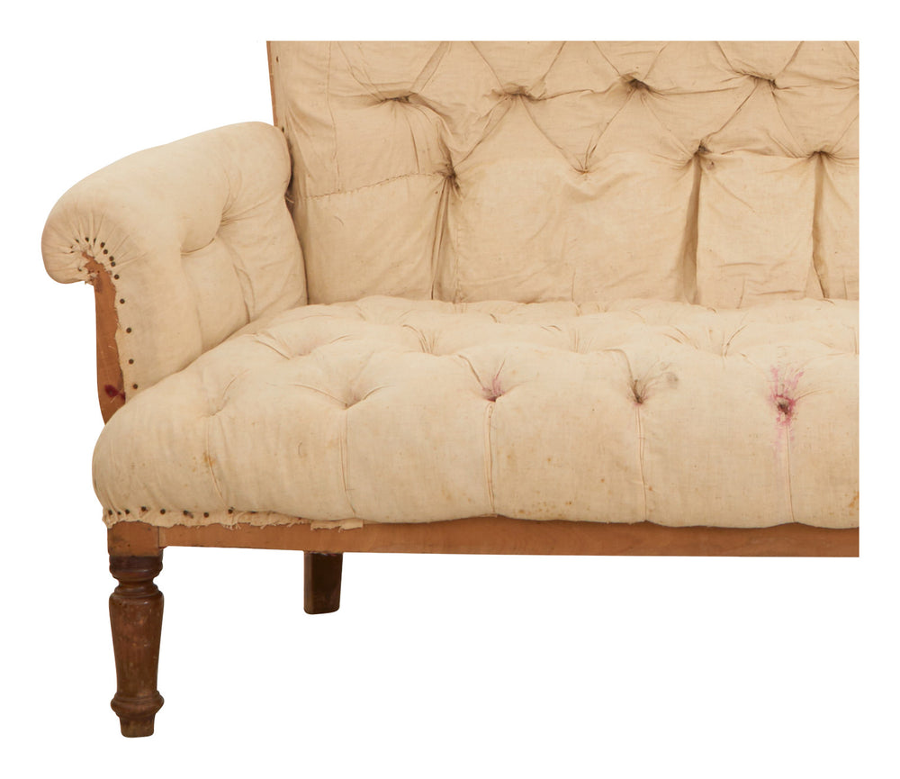 Antique Unupholstered Tufted Sofa