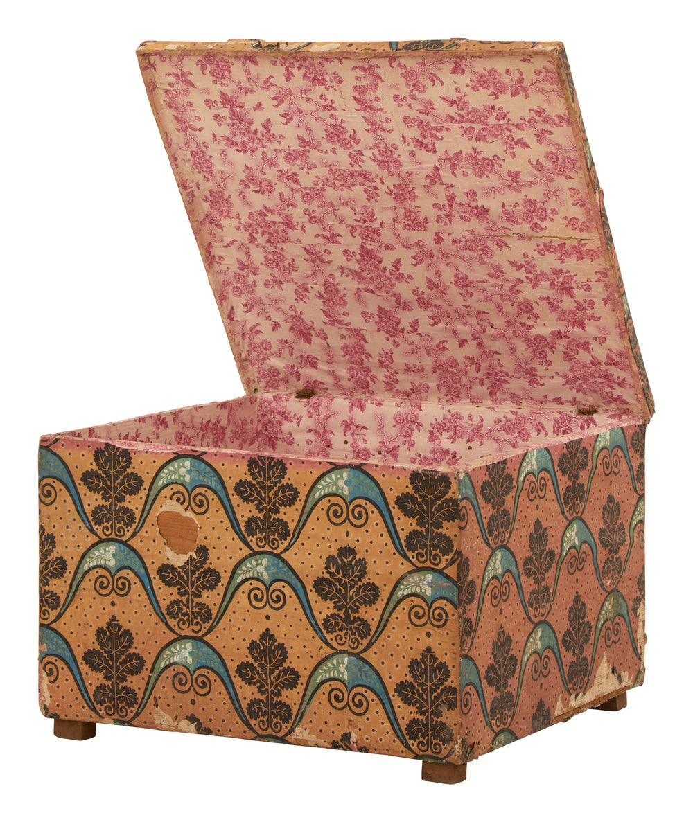 Antique Wallpapered Wood Chest