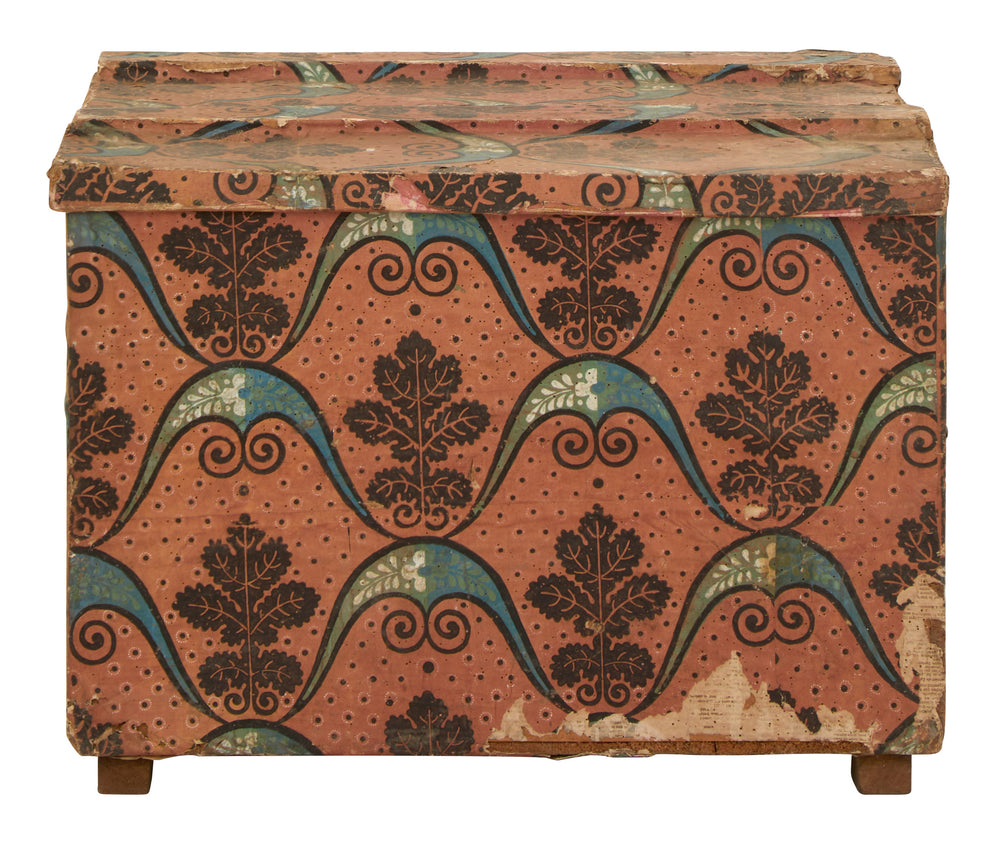 Antique Wallpapered Wood Chest