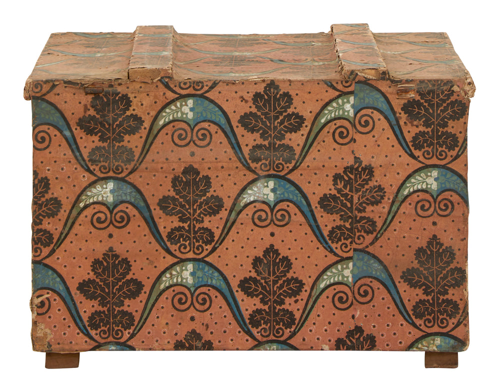 Antique Wallpapered Wood Chest