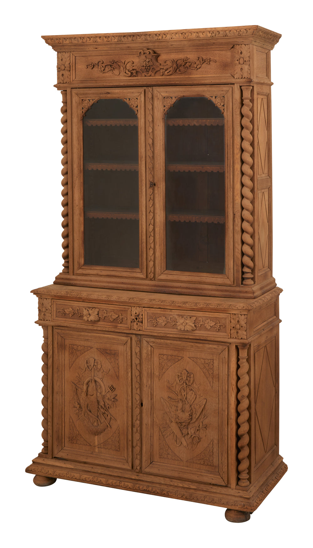 Antique Carved Wood Breakfront