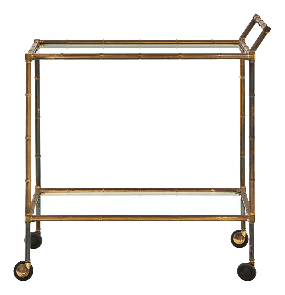 Vintage Brass Faux Bamboo Barcart