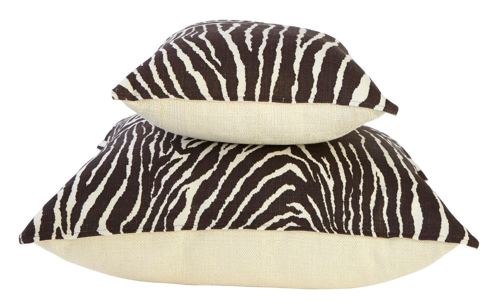 Zebra Linen Pillows - Chocolate