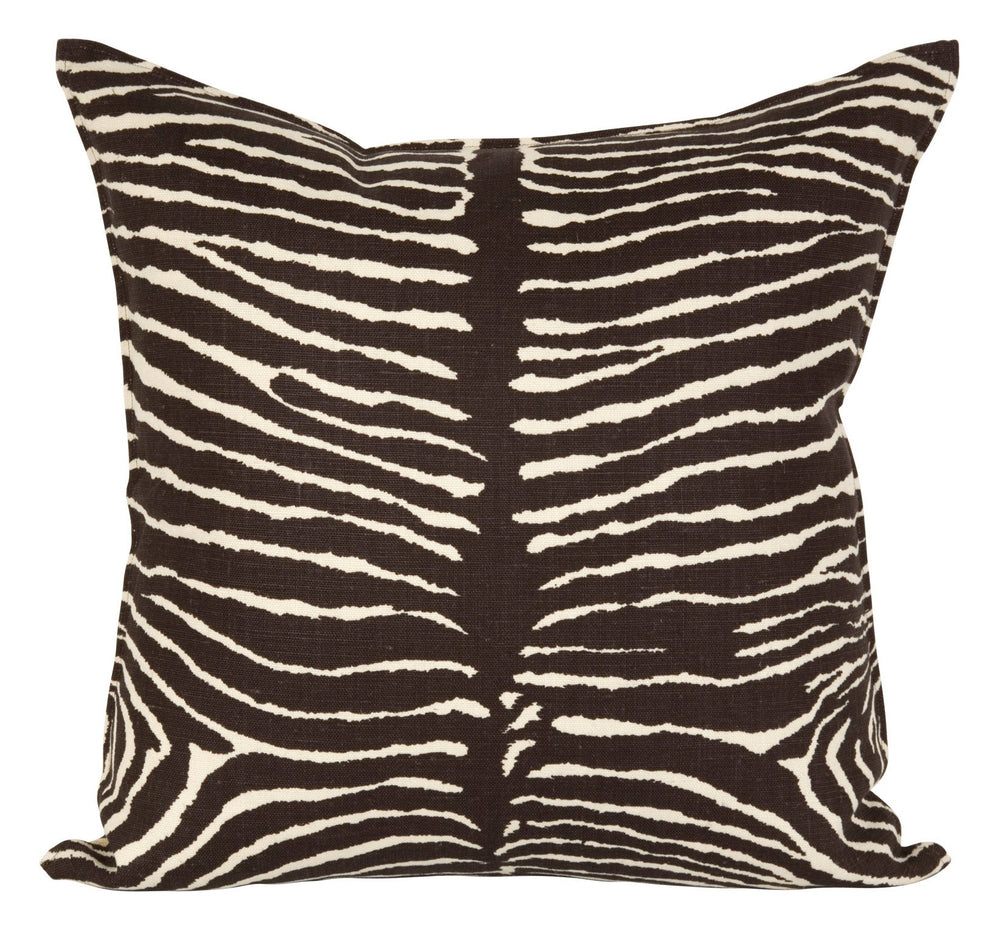 Zebra Linen Pillows - Chocolate