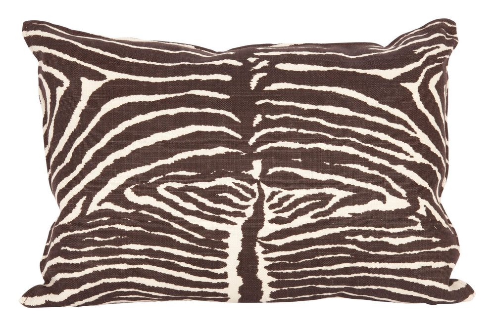 Zebra Linen Pillows - Chocolate